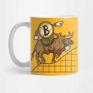 Bitcoin cartoon riding the bull Crypto Merch BTC Mug